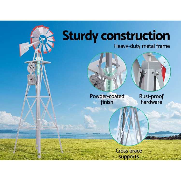 gardeon-outdoor-decorative-garden-windmill-with-built-in-wind-vane-mini-weather-station-metal-frame-resistant-to-strong-winds-and-rust-corrosion-5