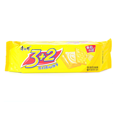 康师傅 3+2 苏打夹心饼干 香浓奶油味 125g 