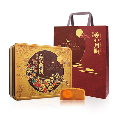 【礼盒】香港美心 蛋黄白莲蓉月饼 4块入 740g