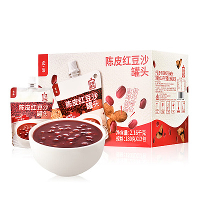 【整盒】农治 陈皮红豆沙罐头 180g*12