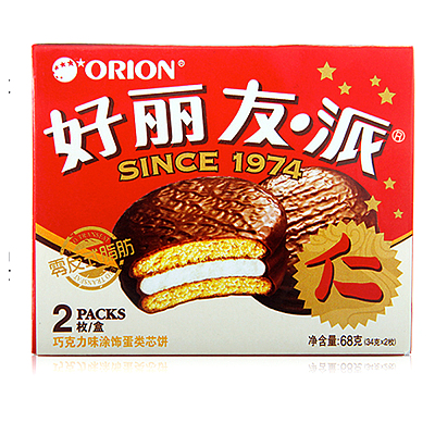 好丽友 派 涂饰蛋类芯饼 巧克力味 2枚入 68g