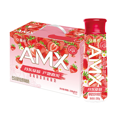 【整箱】安慕希 AMX 草莓奶昔风味酸奶 230g*10瓶/箱