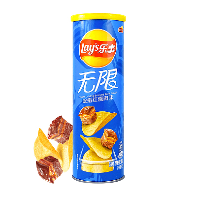 乐事 无限薯片 吮指红烧肉味 桶装 90g