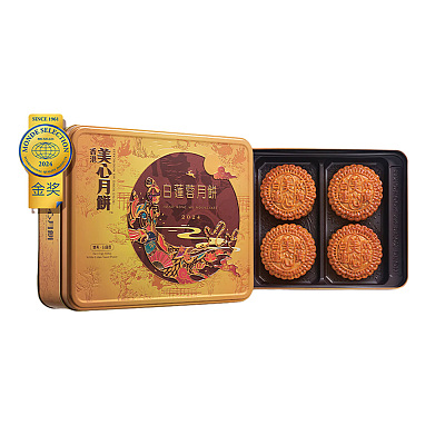 【礼盒】香港美心 双黄白莲蓉月饼 4块入 740g