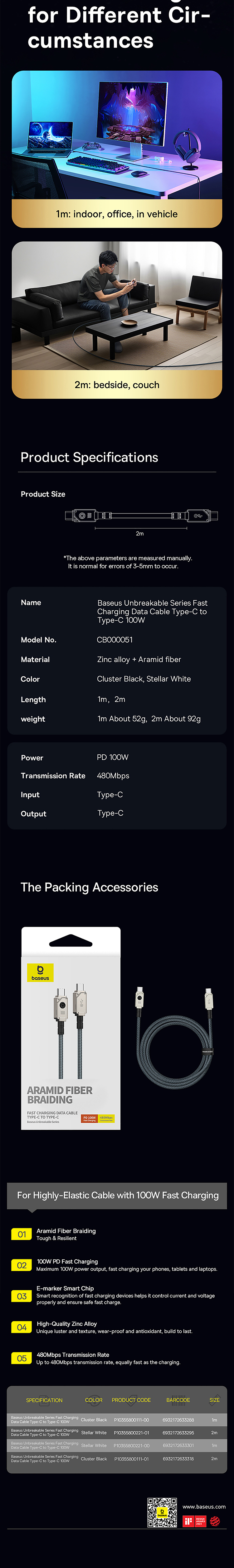 best-aviation-series-fast-charging-data-cable-type-ctotype-c100w1m-starlight-white-6