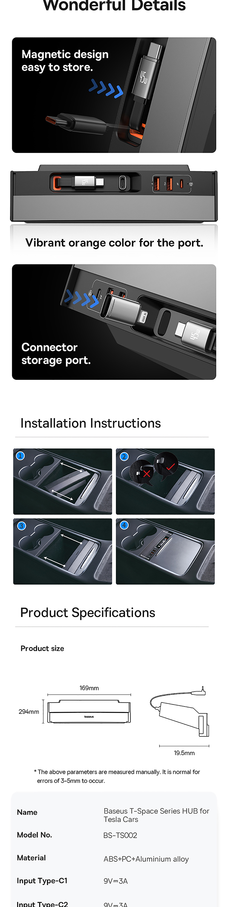 besi-t-space-docking-station-for-tesla-2a1cretractable-cable-45w-obsidian-black-5