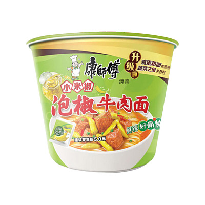 康师傅 泡椒牛肉面 桶面 112g 