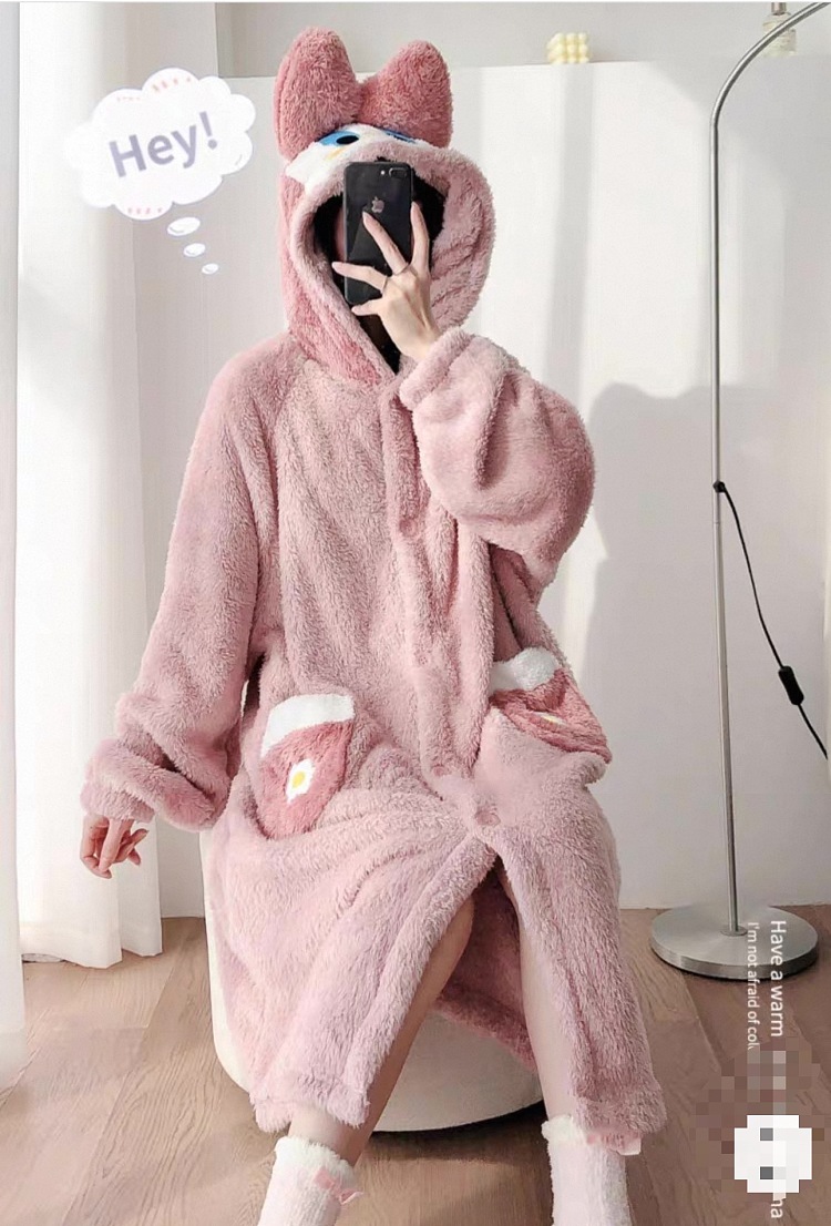 coral-velvet-long-warm-pajamas-donald-duck-pink-size-unisex-3