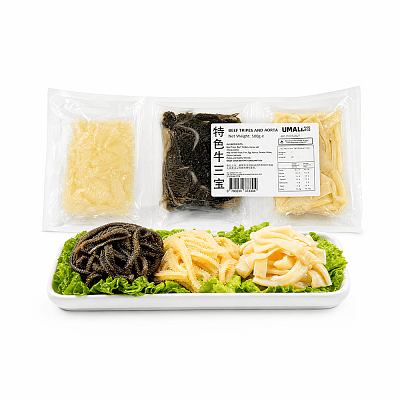 Umall火锅 牛三宝 （黑毛肚丝+百叶丝+黄喉丝）500g