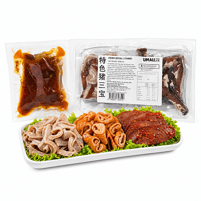 【冻】Umall火锅 猪三宝（麻辣猪舌+猪肚丝+猪肥肠）500g
