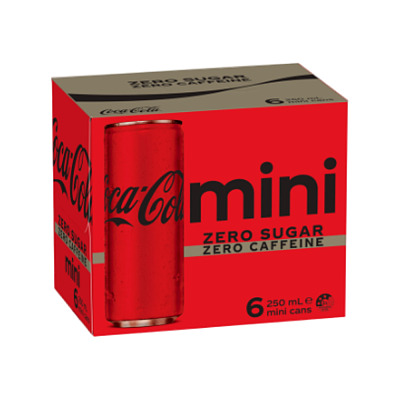 澳版 【整箱】可口可乐 Coca Cola 无糖无咖啡因可乐 250ml*24罐/箱(新老包装随机发货）