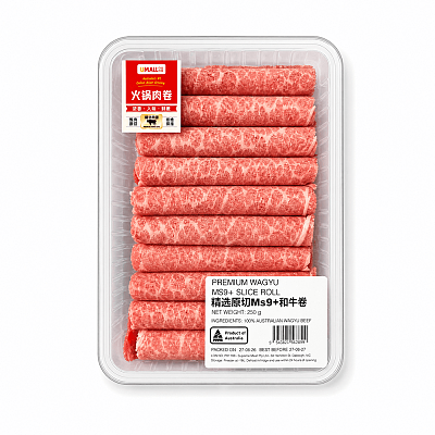 【冻】Umall火锅 精选原切Ms9+ 和牛卷 250g