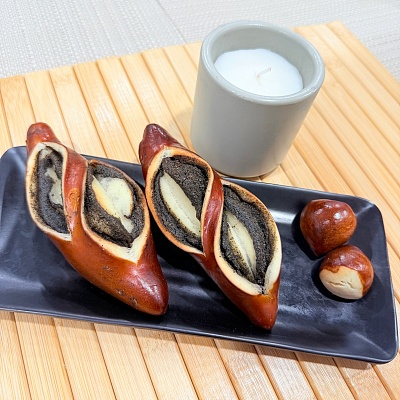 黑芝麻奶酥（碱水面包）（2个装）【限时特价】