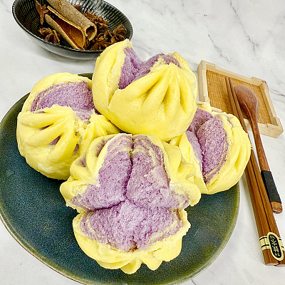 南瓜紫薯开花馒头(2个装)(需蒸，非既食)