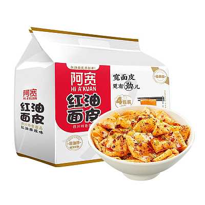 白家 阿宽 红油面皮 麻辣味 110g*4袋/包