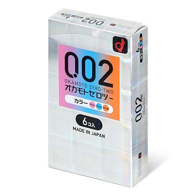 冈本 002 超薄 炫彩三色避孕套 6只装