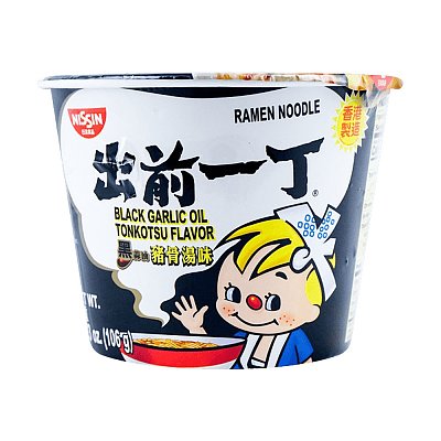 日清 出前一丁 黑蒜油猪骨汤味 桶装 106g