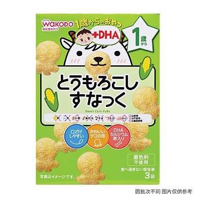 和光堂 甜玉米味加DHA章鱼饼干 1岁+ 3包入 12g