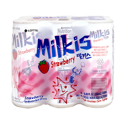 乐天 Milkis 牛奶苏打水 草莓味 6罐装 6*250ml