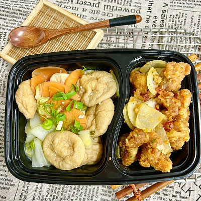 3274 咸蛋鸡丁（微辣）+白菜焖鱼腐（1000ml盒装）