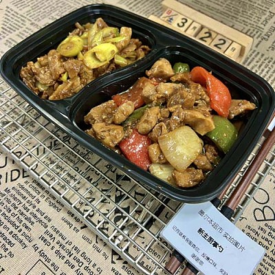 393 葱爆五花肉+孜然鸡腿肉（1000ml盒装）
