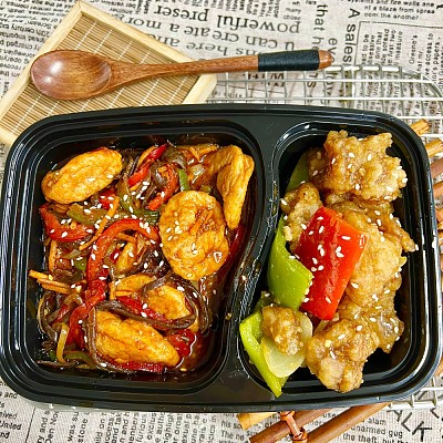 3278 冰糖蒜香鸡丁+鱼香鱼腐（微辣）（1000ml盒装）