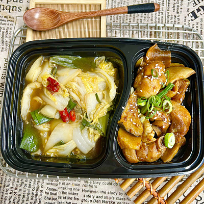 2729 杏鲍菇烧鸡+酸辣白菜（中辣）（1000ml盒装）