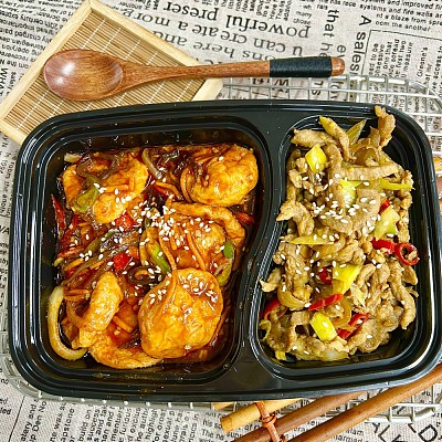 3275 京葱炒肉丝（小辣）+鱼香鱼腐（微辣）（1000ml盒装）