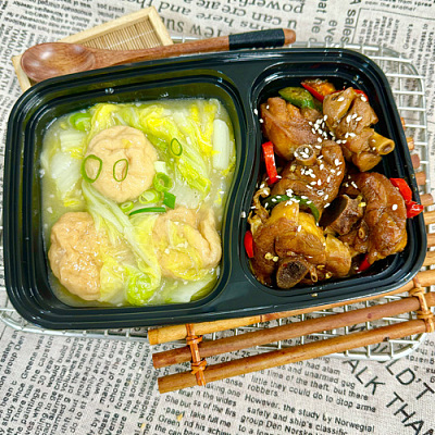 3344湘味辣鸡煲（中辣）(全新改良口味)+白菜焖鱼腐（1000ml盒装）