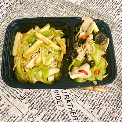 2384 莴笋木耳炒肉（小辣）+香干炒西芹（1000ml盒装）