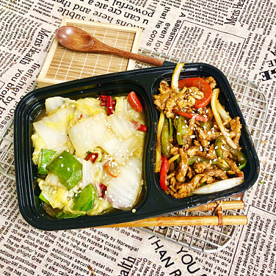 2803 孜然洋葱炒肉丝+酸辣白菜（中辣）（1000ml盒装）