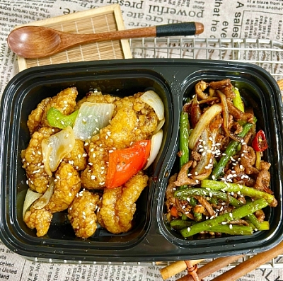3253 蒜苔炒肉丝（小辣）+糖醋鱼片（1000ml盒装）