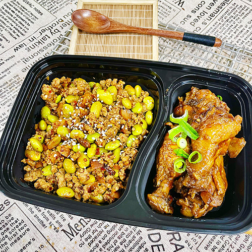 minced-pork-stir-fried-with-dried-radish-and-edamamebraised-chicken-drumlets-1