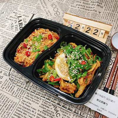 【凉菜】柠檬无骨鸭掌(中辣)＋凉拌金针菇(中辣)（1000ml盒装）