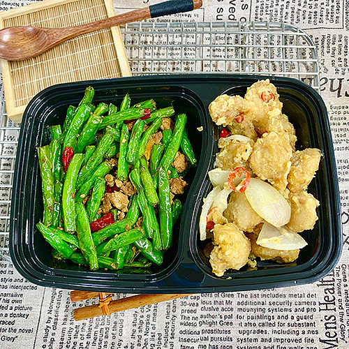 creamy-chicken-dicesdry-fried-green-beans-with-pork-mince-1