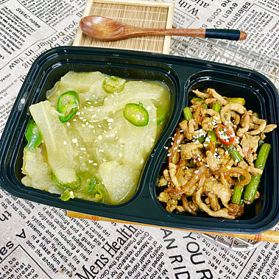 488 蒜苔炒肉丝（ 微辣）＋大碗冬瓜(中辣)（1000ml盒装）