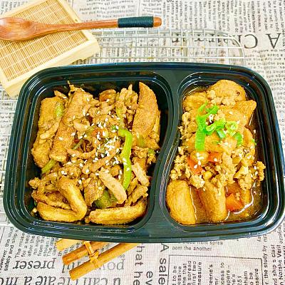 4759 日式豆腐肉末煲+素鸡炒肉丝【1000ml盒装】