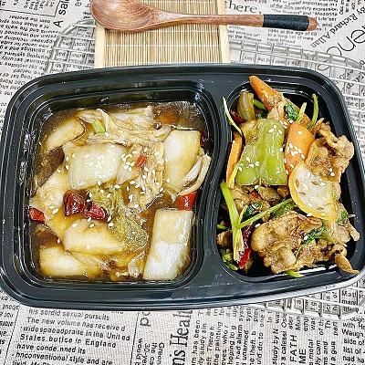 5449孜香肉片＋酸辣白菜(中辣)【1000ml盒装】