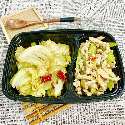 5840 芹菜泡椒炒肉丝（微辣）+炝炒莲白【1000ml盒装】