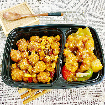 5842 菠萝咕咾肉+宫保素鸡丁【1000ml盒装】