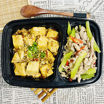 6326芹菜泡椒炒肉丝+麻婆豆腐（中辣）【1000ml盒装】
