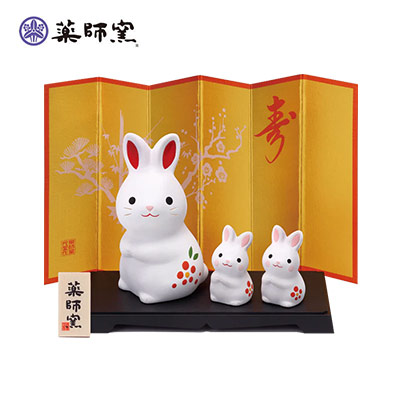 日本直邮】药师窑锦彩招福兔子亲子款陶瓷摆件开运招福新年礼物｜悉尼