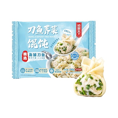 【冻】Umall面点 饺宴天下系列 纯手工刀鱼荠菜馄饨 12pcs 180g