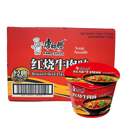【整箱】康师傅 红烧牛肉面 桶面 110g*12桶/箱
