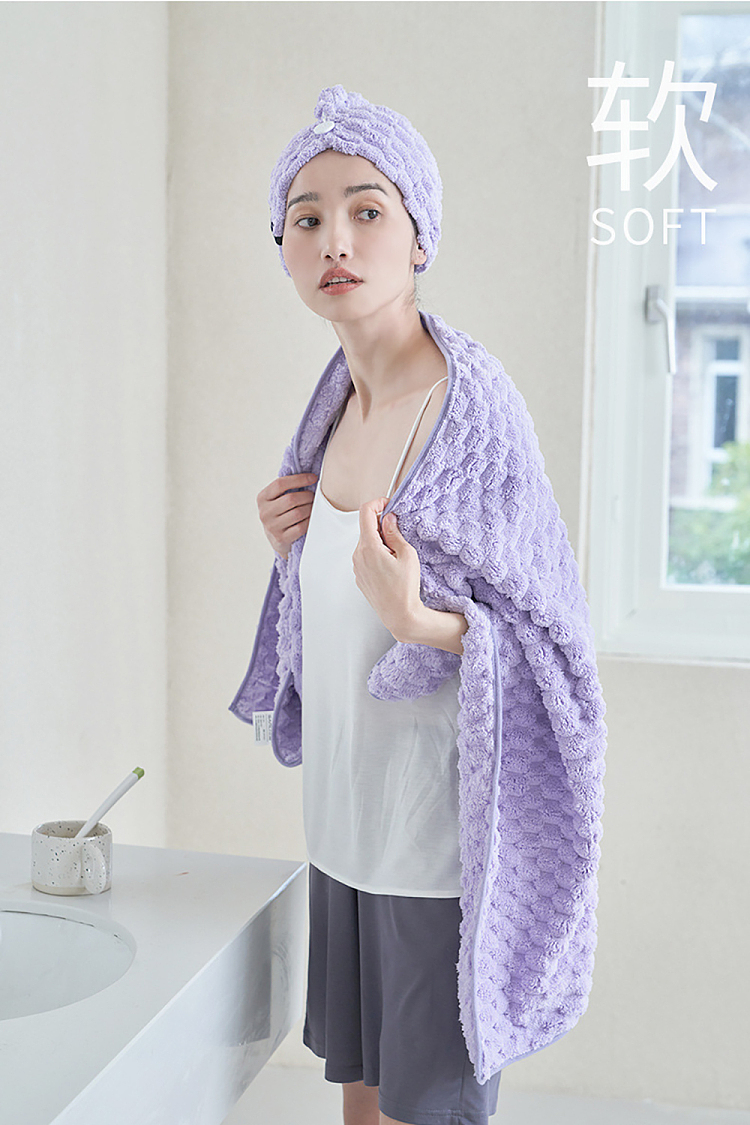 sanli-flower-morning-and-evening-coral-velvet-hair-dryer-cap-light-orange-pink-2565cm-3