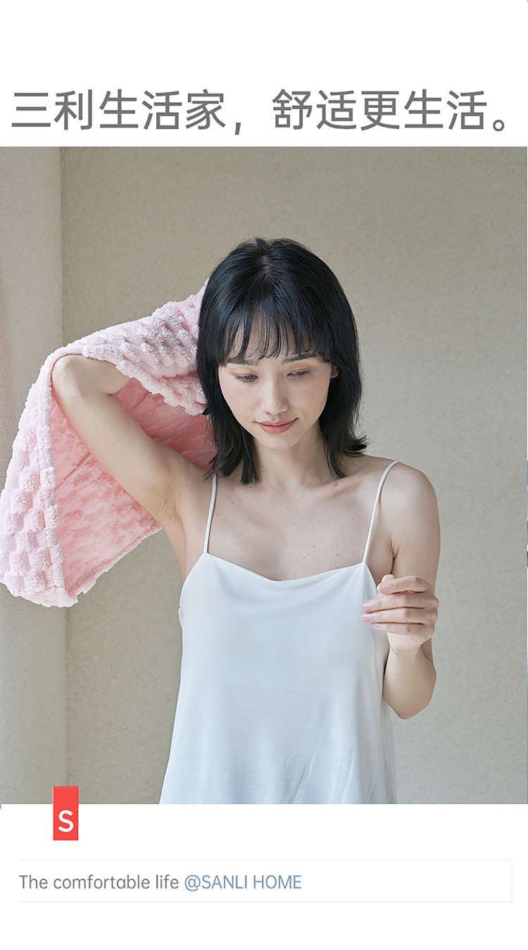 sanli-flower-morning-and-evening-coral-velvet-hair-dryer-cap-light-orange-pink-2565cm-9