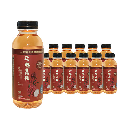 【整箱】又渴乐园 玫瑰荔枝水 400ml*12