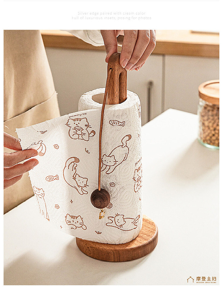 modern-housewife-acacia-wood-u-shaped-paper-towel-holder-fortune-cat-pendant-model-13
