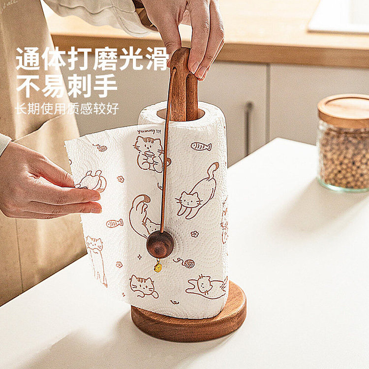 modern-housewife-acacia-wood-u-shaped-paper-towel-holder-fortune-cat-pendant-model-1