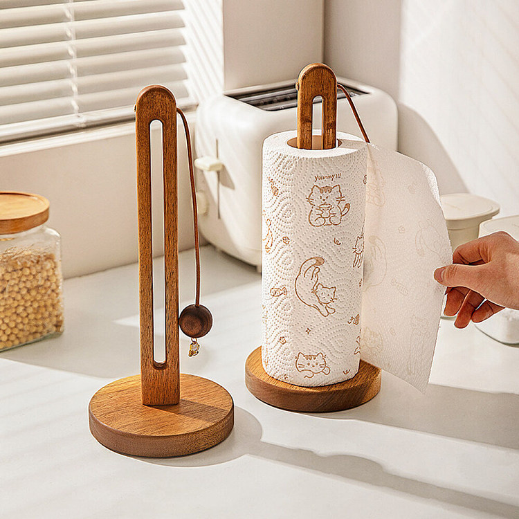modern-housewife-acacia-wood-u-shaped-paper-towel-holder-fortune-cat-pendant-model-3